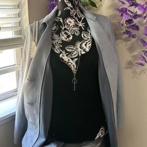 Ambiance black mesh sleeve bodysuit M